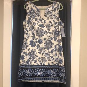 NWT London Times Navy/White Floral Sheath Dress